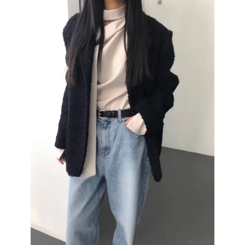 2024 Autumn for Women Crop Tops Vintage Korean Retro High Street Stain Shirt with Scarf Streetwear Tee Shirt