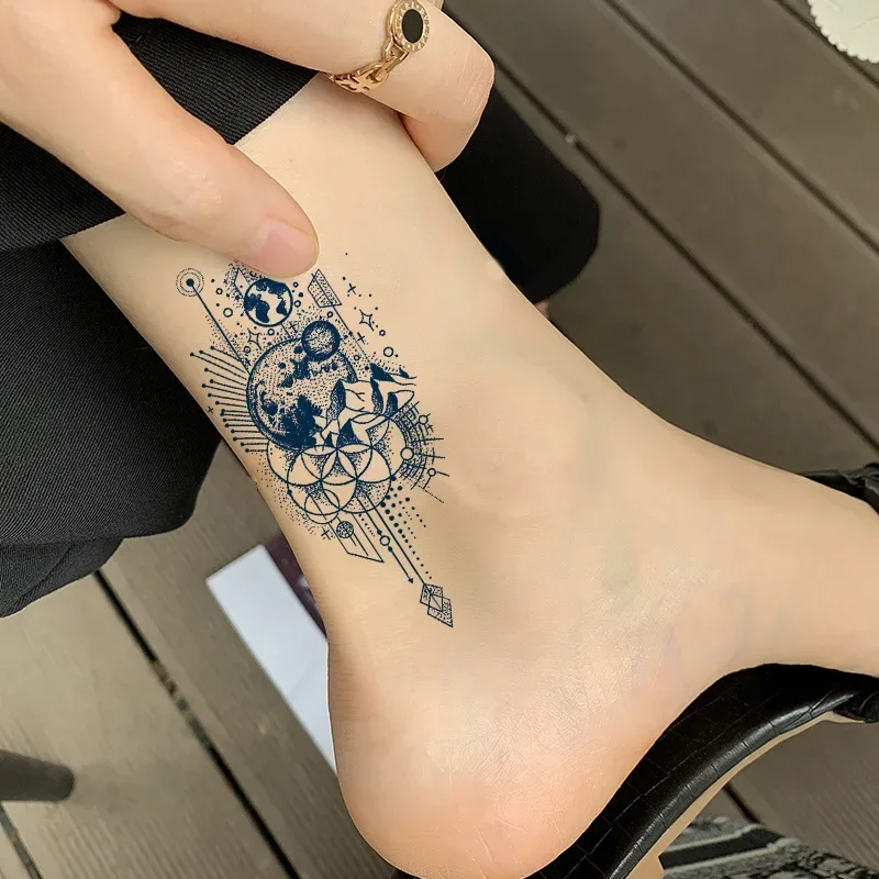 Tattoo Sticker Women Flower Rose Peony Blue Shoulder Fake Feminine Temporary Sleeve Tatto Waterproof Sexy Body Art Fashion