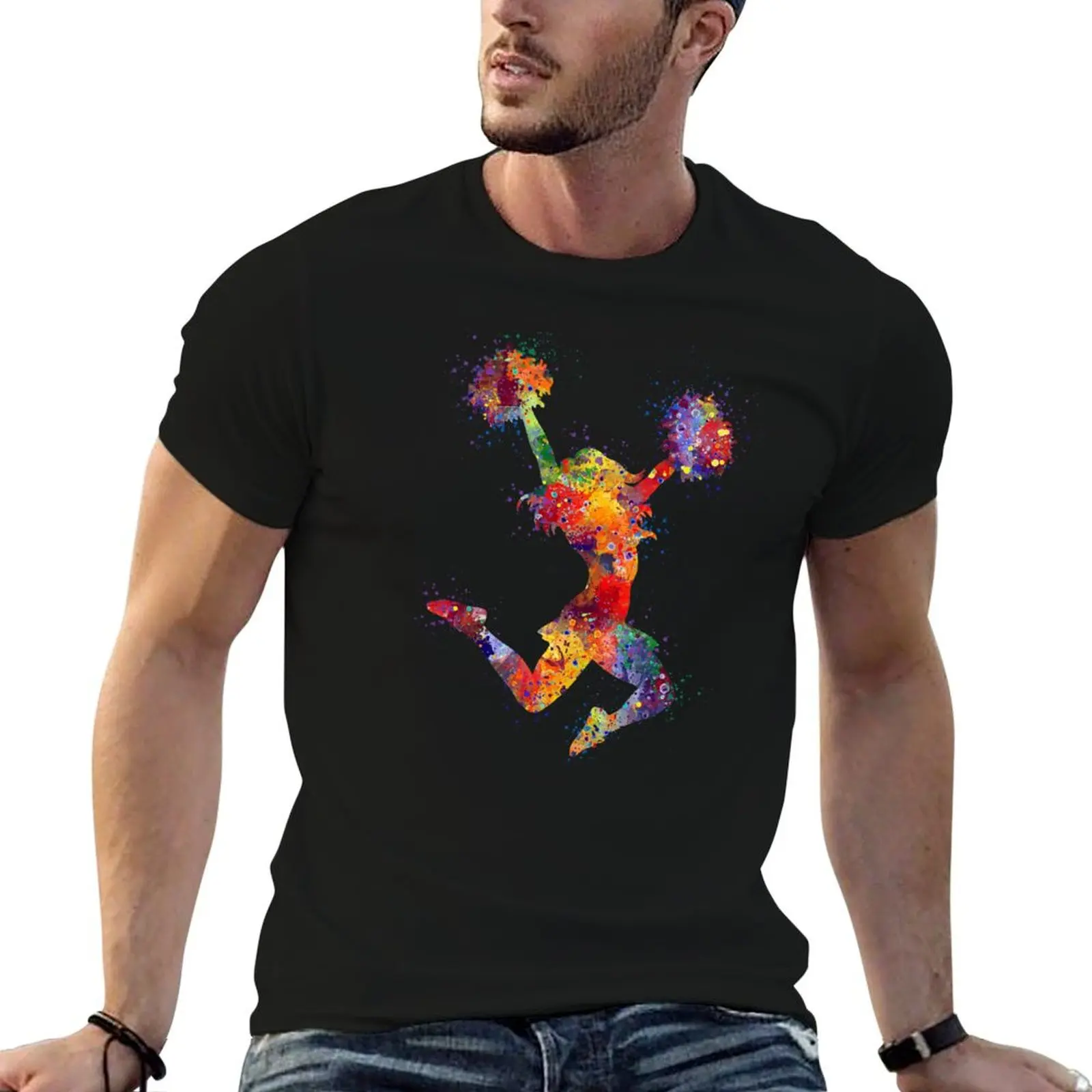 

Girl Cheerleader Colorful Watercolor Art T-Shirt man t shirts for men casual t shirts designer T-Shirt
