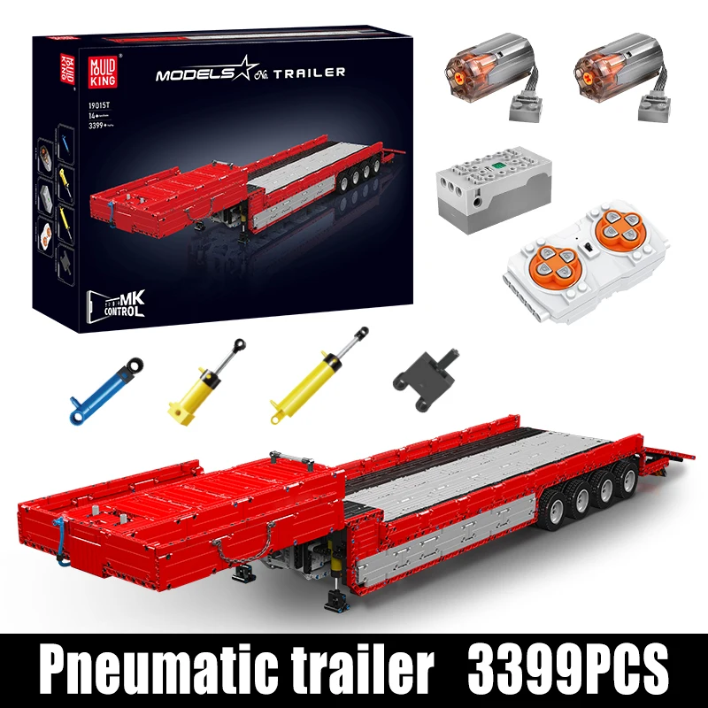 Mould King 19015T Technische Auto Bouwblok APP & RC Afstandsbediening Trailer Model Set Montage Truck Steentjes Kinderen Kerstcadeau