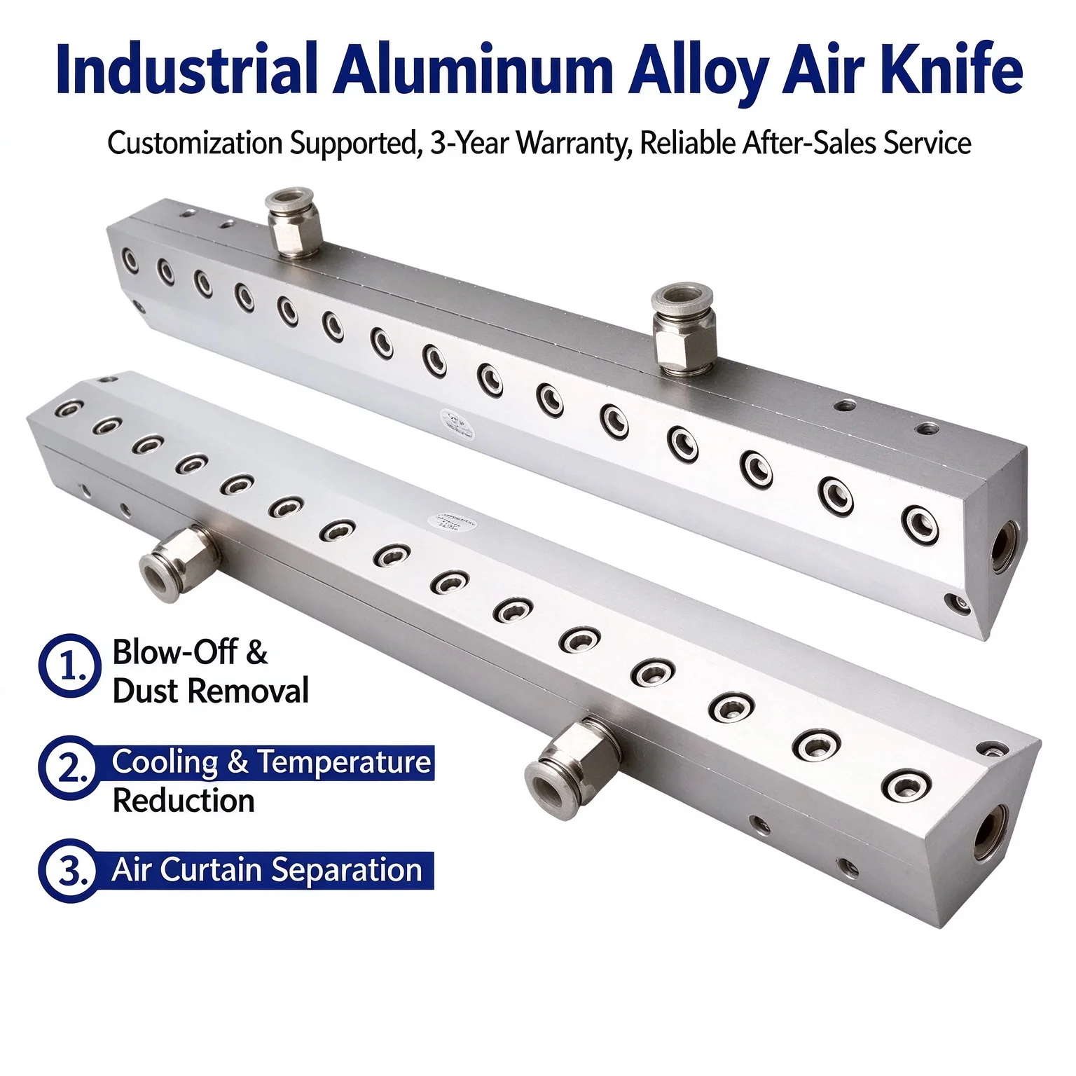 Industrial Blower-Powered Air Knife Nozzle 30-700mm Super Air Knife Compressed Aluminum Alloy Air Gun for Cleaning And Drying
