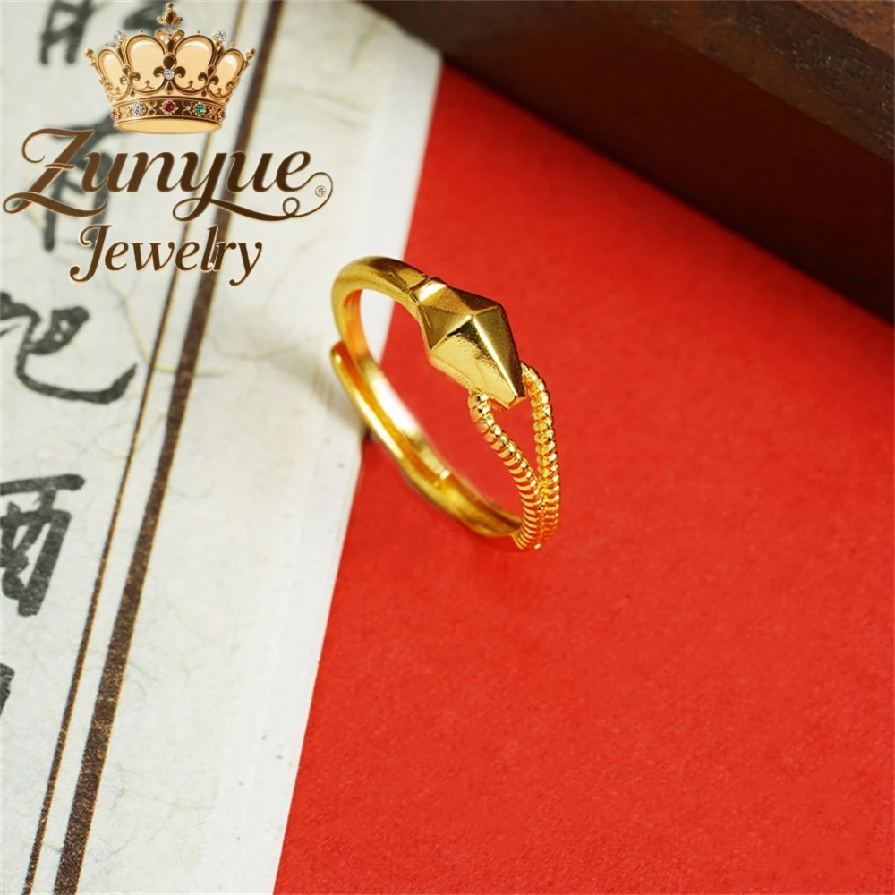 

High-End Sand Gold Snake-Head Ring Luxury Quality Jewelry Handicraft Best Selling Fashion Fine Jewelry Exquisite Charms Popular