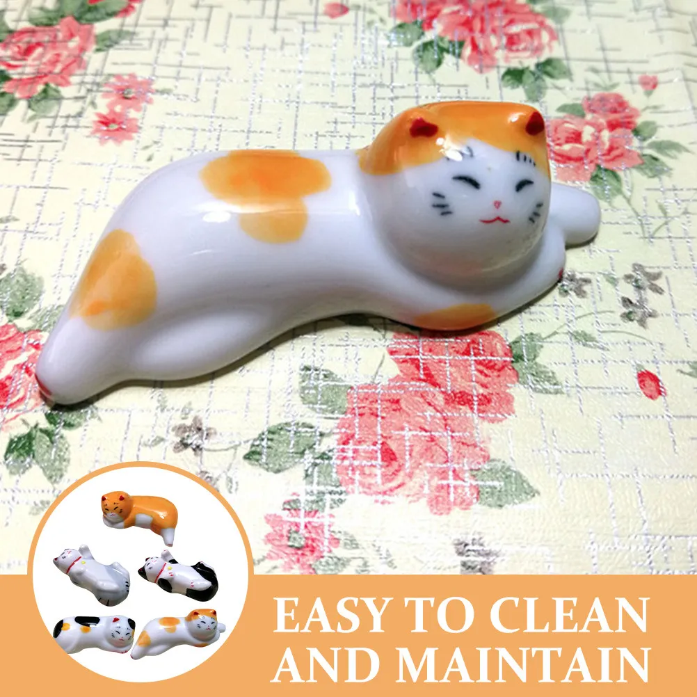 5 Pcs Ceramic Chopstick Rest Chopsticks Holder Rests Holders Cat Pattern Storage Rack