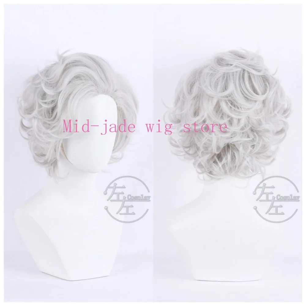Game Astarion Cosplay Wig Silver Gray Curly Short Synthetic Hair Realistic Scalp Convention Halloween