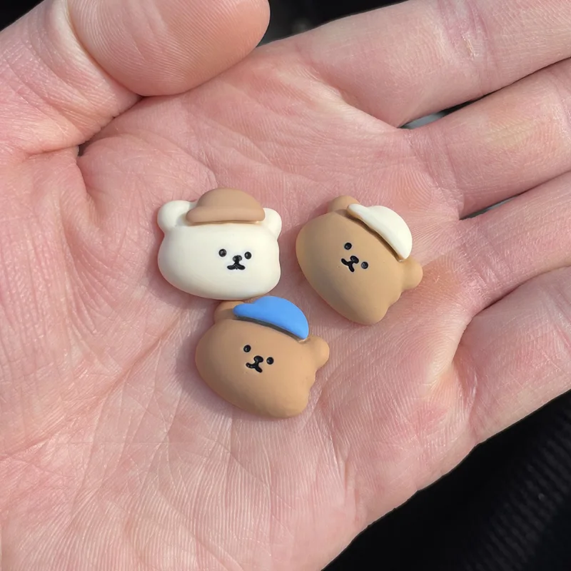 10pcs Cartoon Bear Head Flatback Resin Cabochon For Hair Bow Clips Accessories Ornament Jewelry Making Scrapbook Embellishment