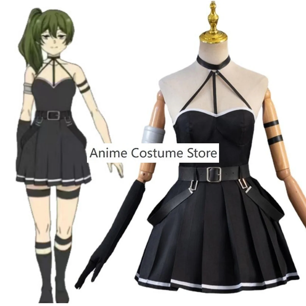 Ubel 코스프레 코스튬 애니메이션 Frieren Beyond Journey's End 여성 소녀 Frieren Fern 블랙 원피스 할로윈 카니발 파티 의상