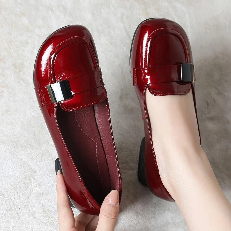 Weiche Glänzende Leder-Ballerinas für Damen, Lackleder-Schuluniform-Schuhe im Lolita-Stil, Niedrigabsatzige Mädchen JK Slipper mit Niedrigem Schaft – Detail 6