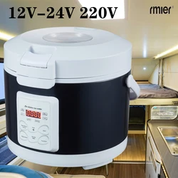 12V 24V 220V Mini kuchenka do ryżu parowiec do zupy samochodowej pudełko na drugie śniadanie z możliwością podgrzewania podgrzewacz posiłków 3L do biwakowania w czarnym rosyjskim Menu