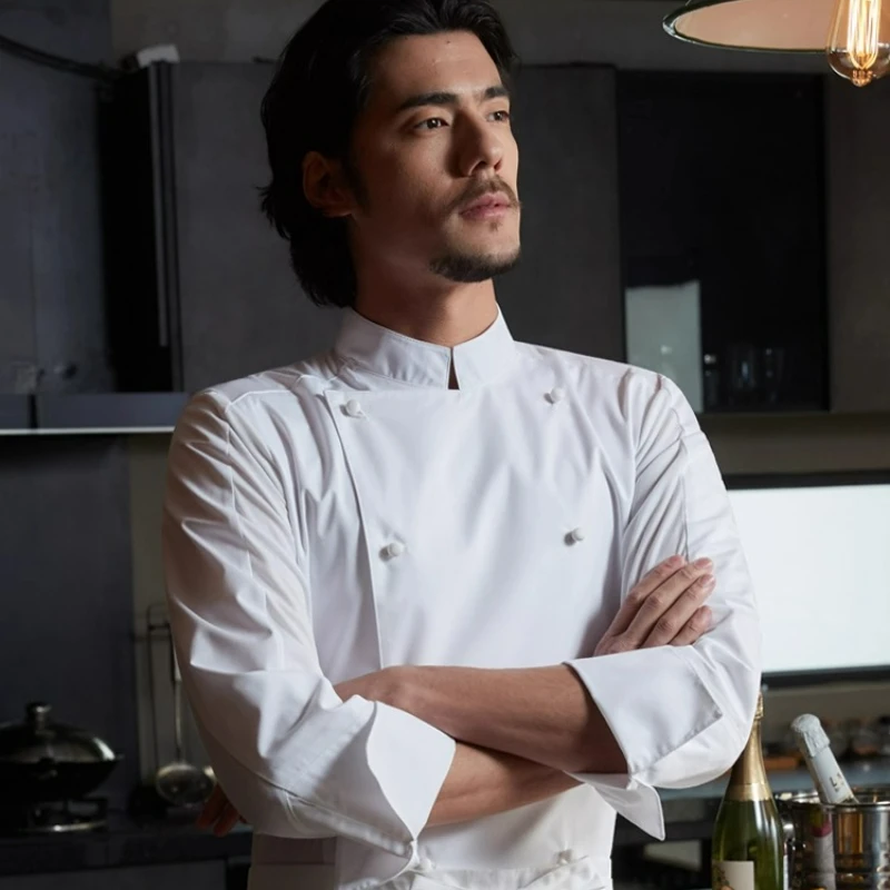 Koksjas met lange mouwen, knopen, heren, dames, keuken, koksjas, foodservice-uniform