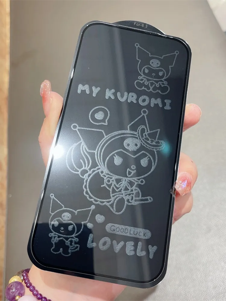 Kuromi Film Invisible pour iPhone 15 Plus 14 13 16Pro Max 17 protecteur d'écran complet pour iPhone 15pro 14Plus verre trempé