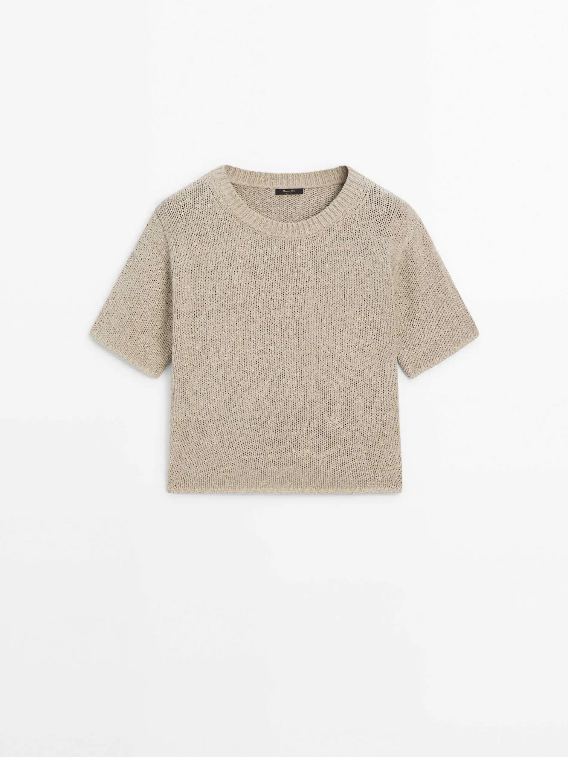 Ethereal MD 2025 massidutti otoño nuevo estilo de mujer casual básico simple marrón cuello redondo suéter de manga corta Camiseta