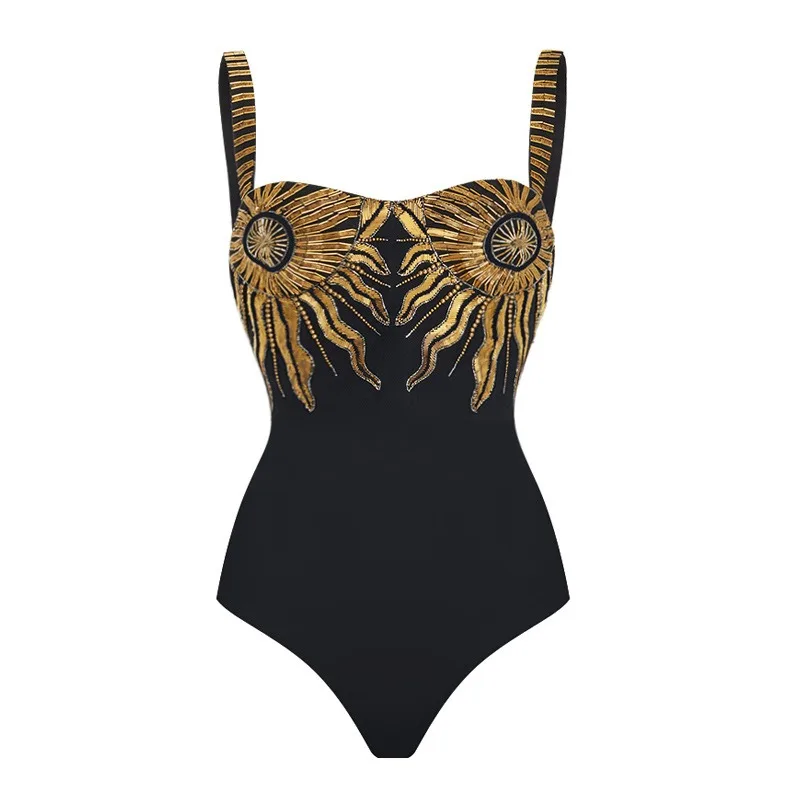 One Piece Swimsuit For Women Sequined Sunflower One-Piece Swimsuit Women's Foreign Trade Swimsuit Amazon