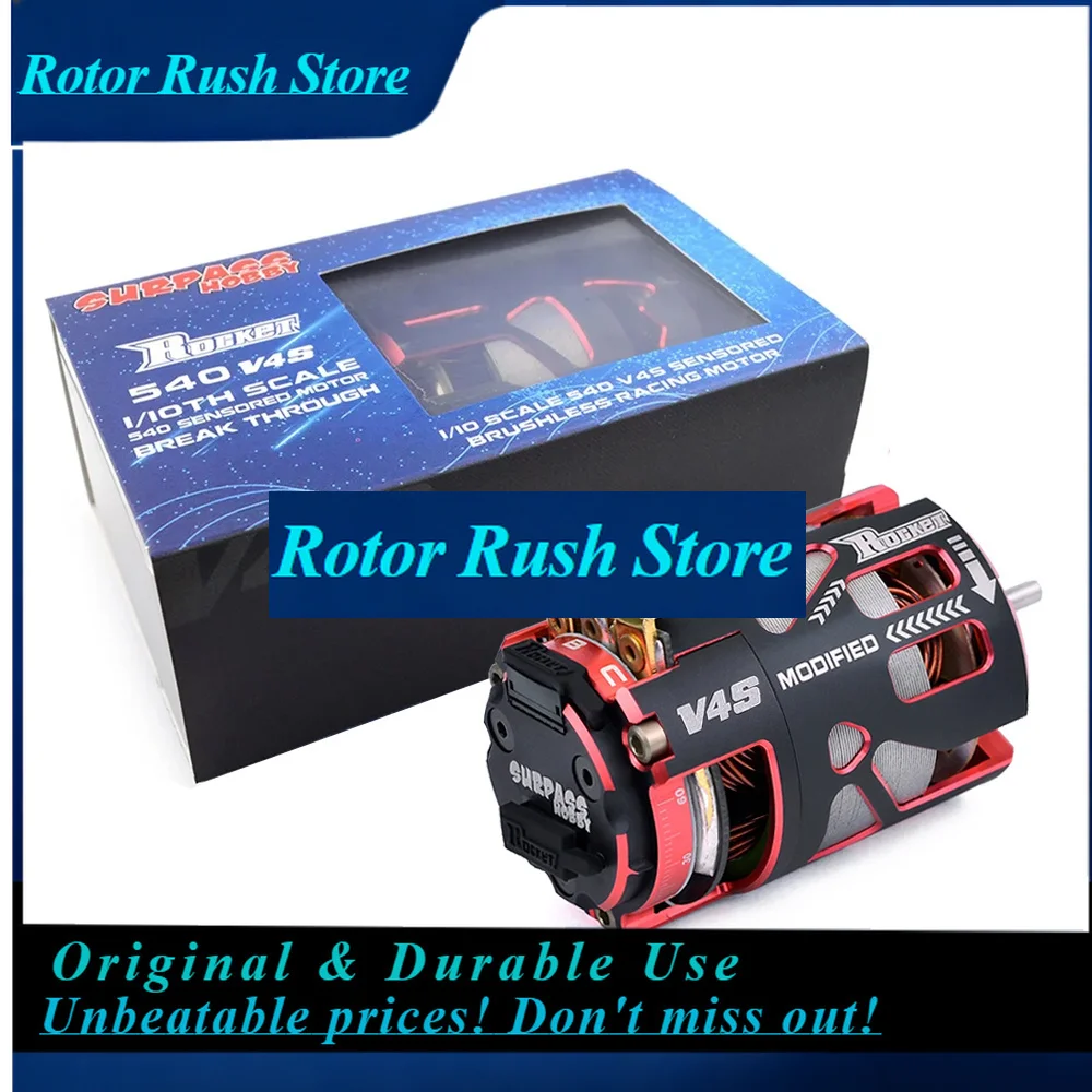RoRuSSurpass Hobby Rocket 540 V4S 2-Pole Sensored Brushless Motor 3.175mm Shaft For F1, 1/12, 1/10 Off-road Drift And Electric C