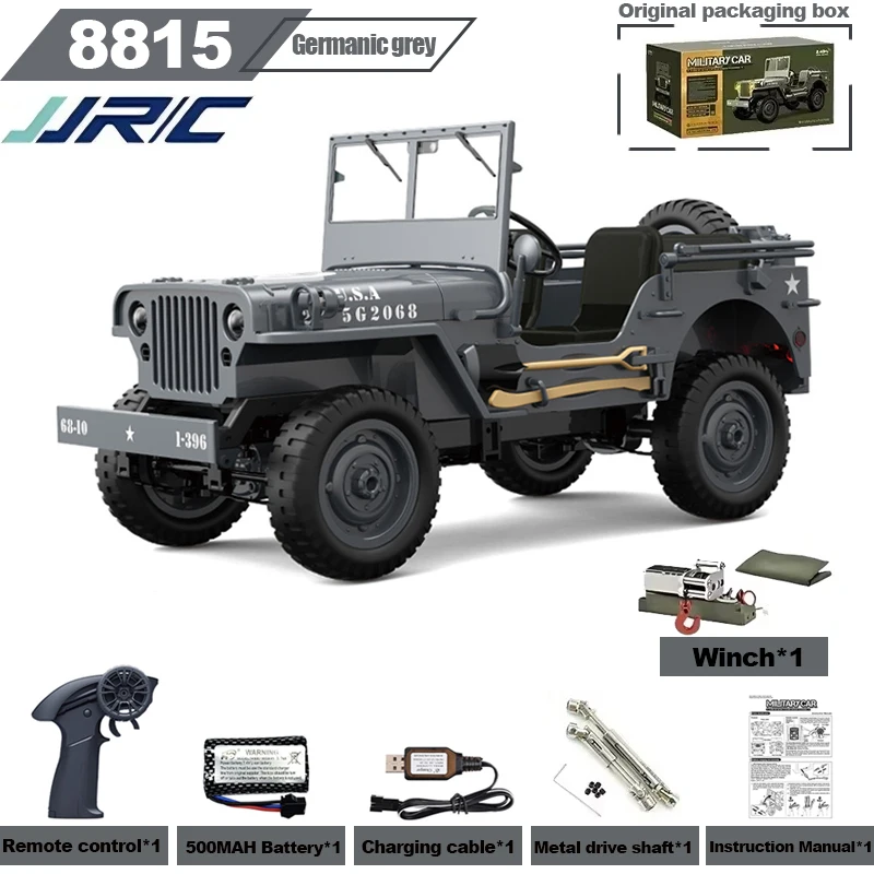 

JJRC C8815 Rc Car 1:10 JEEP MB 2.4g 4wd RTR Crawler Climbing Scale Military Truck Offroad Vehicle Adult Toy Gift for Kids