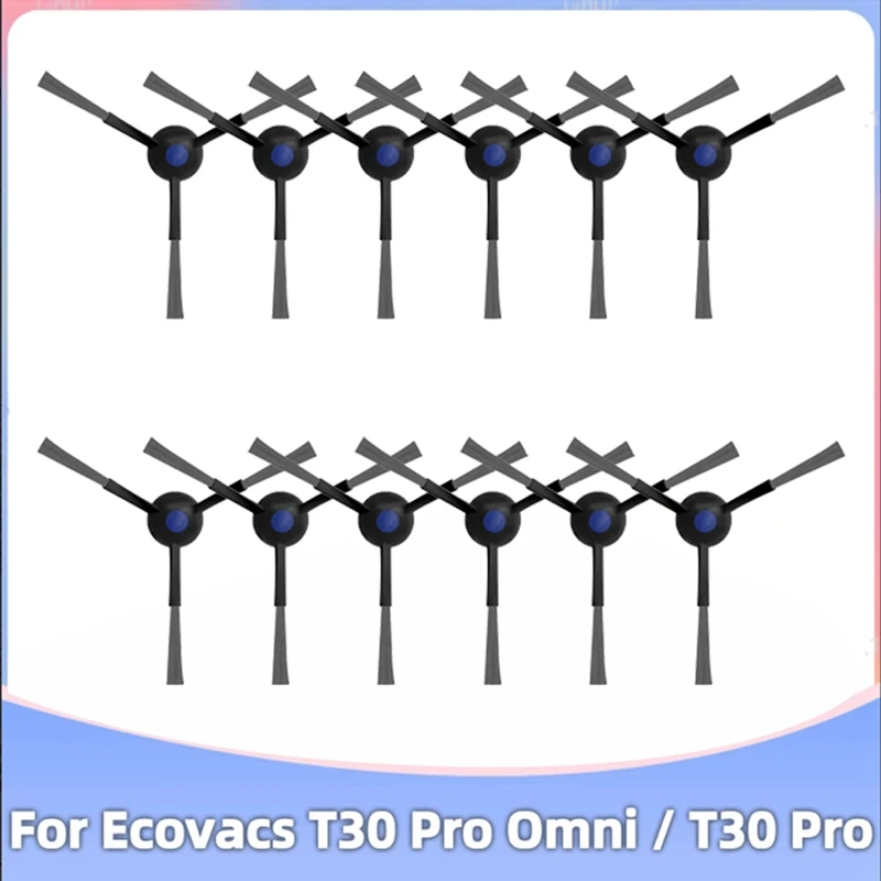 12 buah sikat samping yang dapat dicuci untuk Ecovacs Debot T30 Pro Omni / Ddx14 / T30 Max bagian penyedot debu Robot