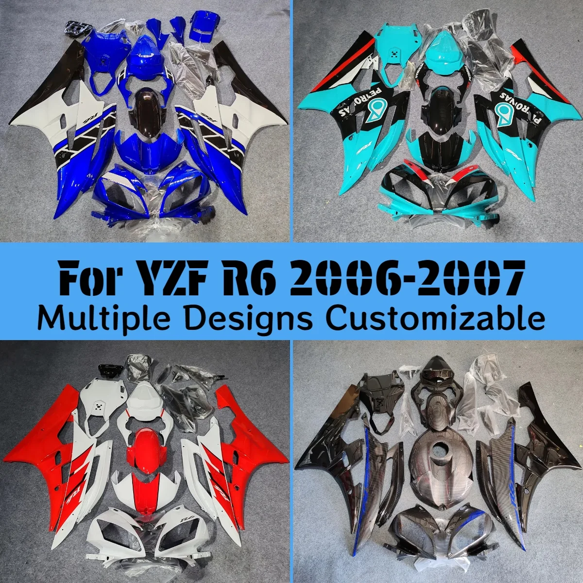 YZFR6 2006 2007 ABS Plastic Fairing Set for YAMAHA YZF R6 06 07 Carbon Fibre Motorcycle Fairings Bodywork Kit