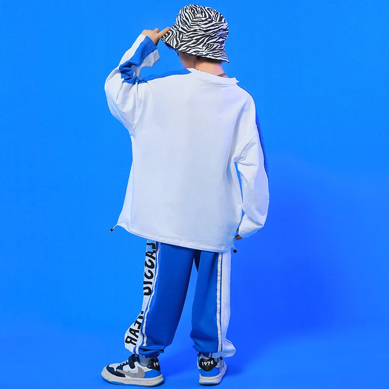 Rosso bianco blu Hiphop Jazz Street Dance costumi bambini Hip Hop abbigliamento sciolto felpa pantaloni tuta da palcoscenico per bambini ragazze ragazzi