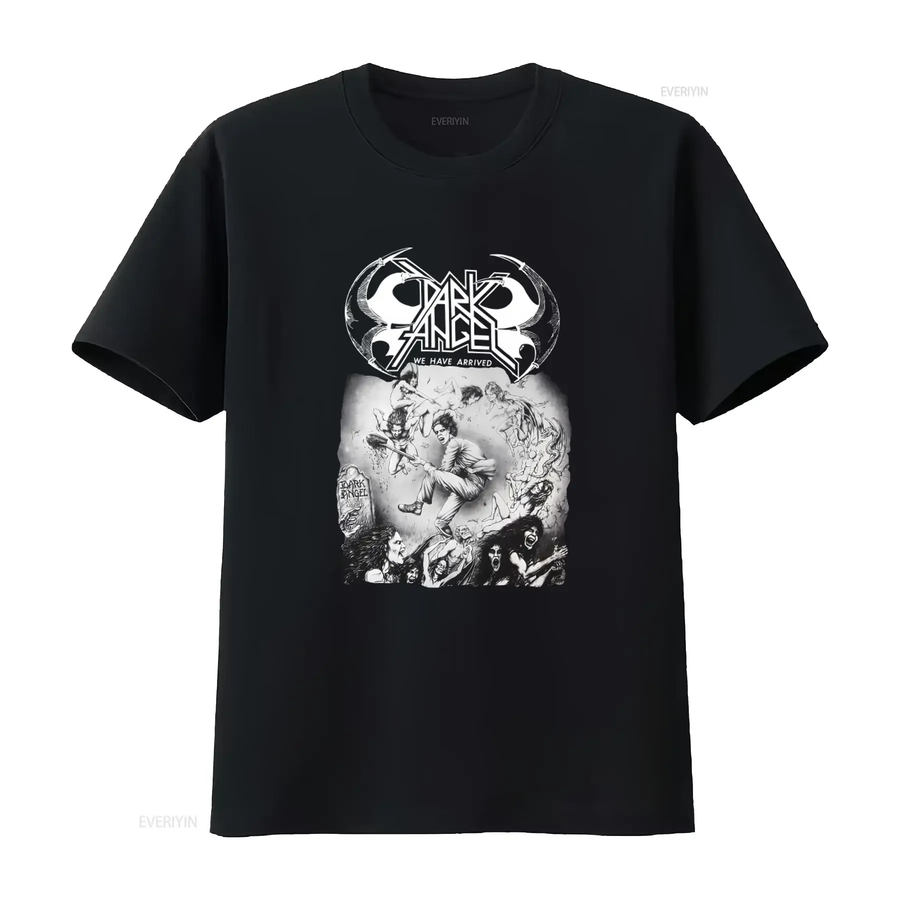 Dark Angel Band T Shirt We Have Arrived 85 Sacred Reich Design New Black Rock Merch vintage Washed streetwear graphic Stretched