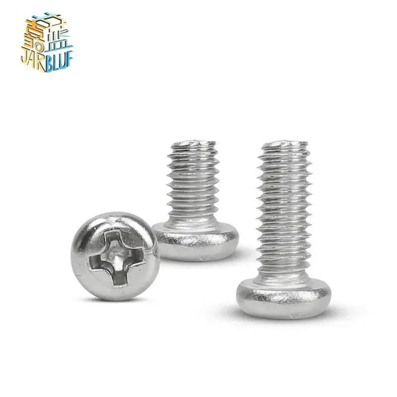 Tornillos Phillips de cabeza redonda empotrada cruzada de acero inoxidable 100, M1, M1.2, M1.4, M1.6, M2, M2.5, M3, M4, DIN7985, GB818, 20-304 Uds.