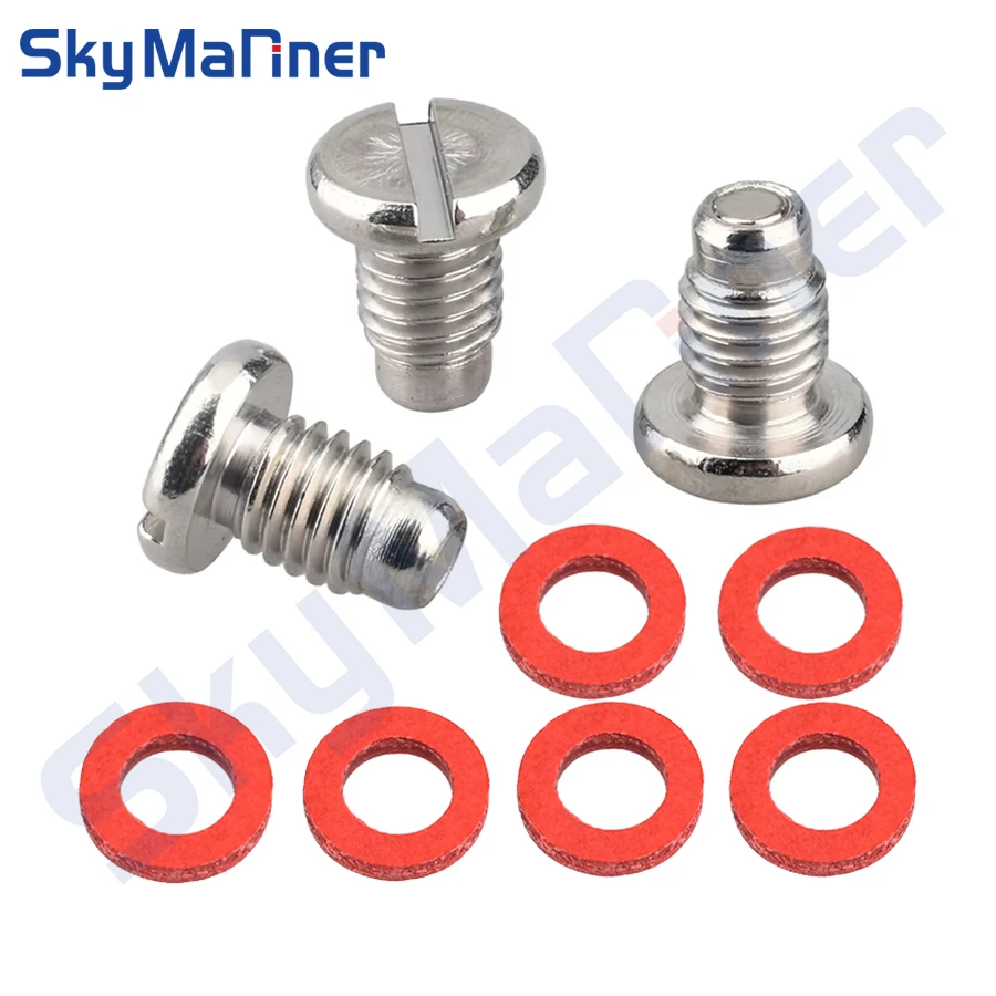 Lower Unit Drain Plug 3 Pcs with red gasket 688-45341 For Yamaha Outboard Motor 130HP-300HP 688-45341-10 688-45341-10-00