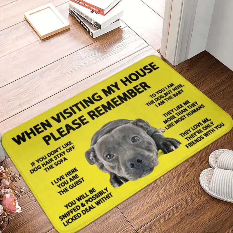 Custom Staffordshire Bull Terrier Doormat Non-Slip Entrance Kitchen Bath Floor Door Mats Toilet Carpet Rug