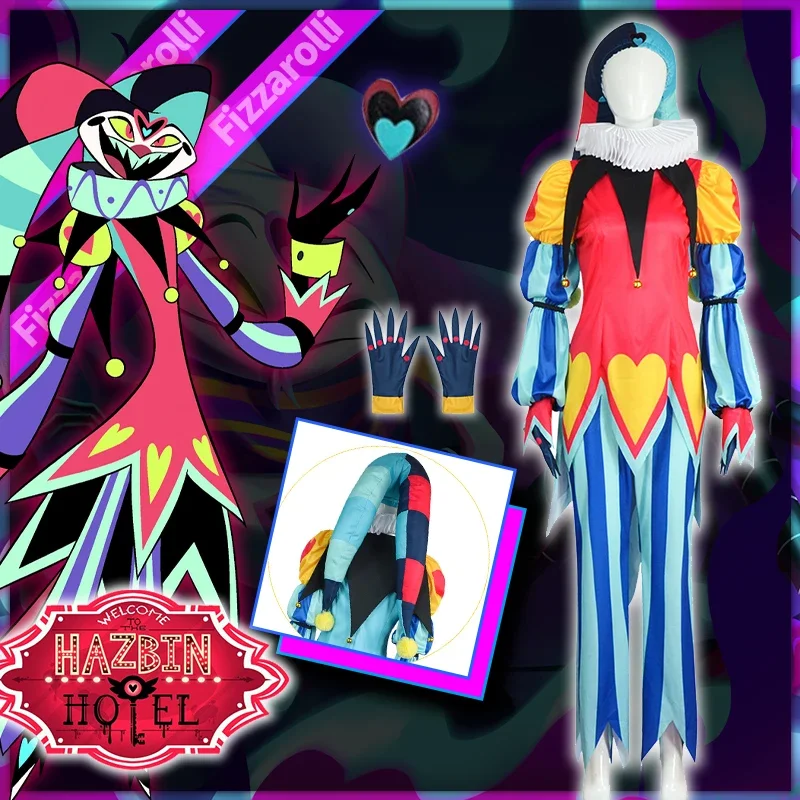 

Fizzarolli Cosplay Costume Anime Hazbin Hotel Hat Gloves Collar Uniform Suit Helluva Boss Ozzie's Demon Halloween Party