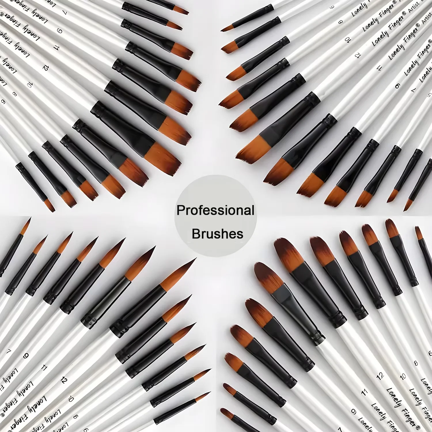 12/48pcs Different Size Paint Brush for Watercolor, Acrylic, Gouache, Ink, and Tempera Painting