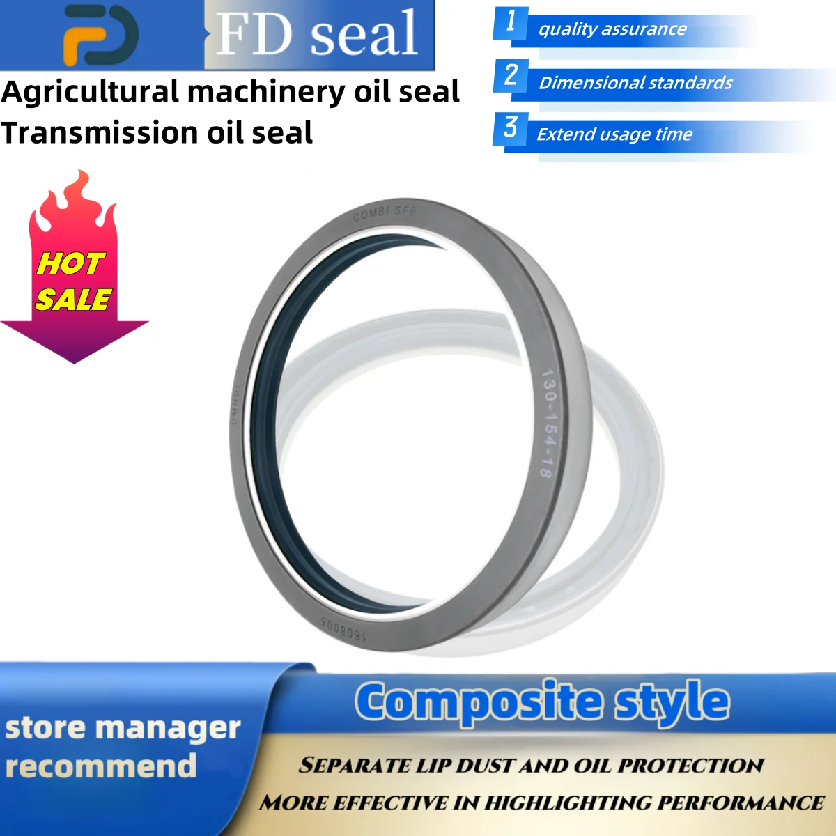 Tractor Shaft Seal 130*154*18mm 12015132B NBR+AU Gearbox Seal COMBI Dual Lip Drive Shaft O-Ring Repair Tool ISO 9001 2008
