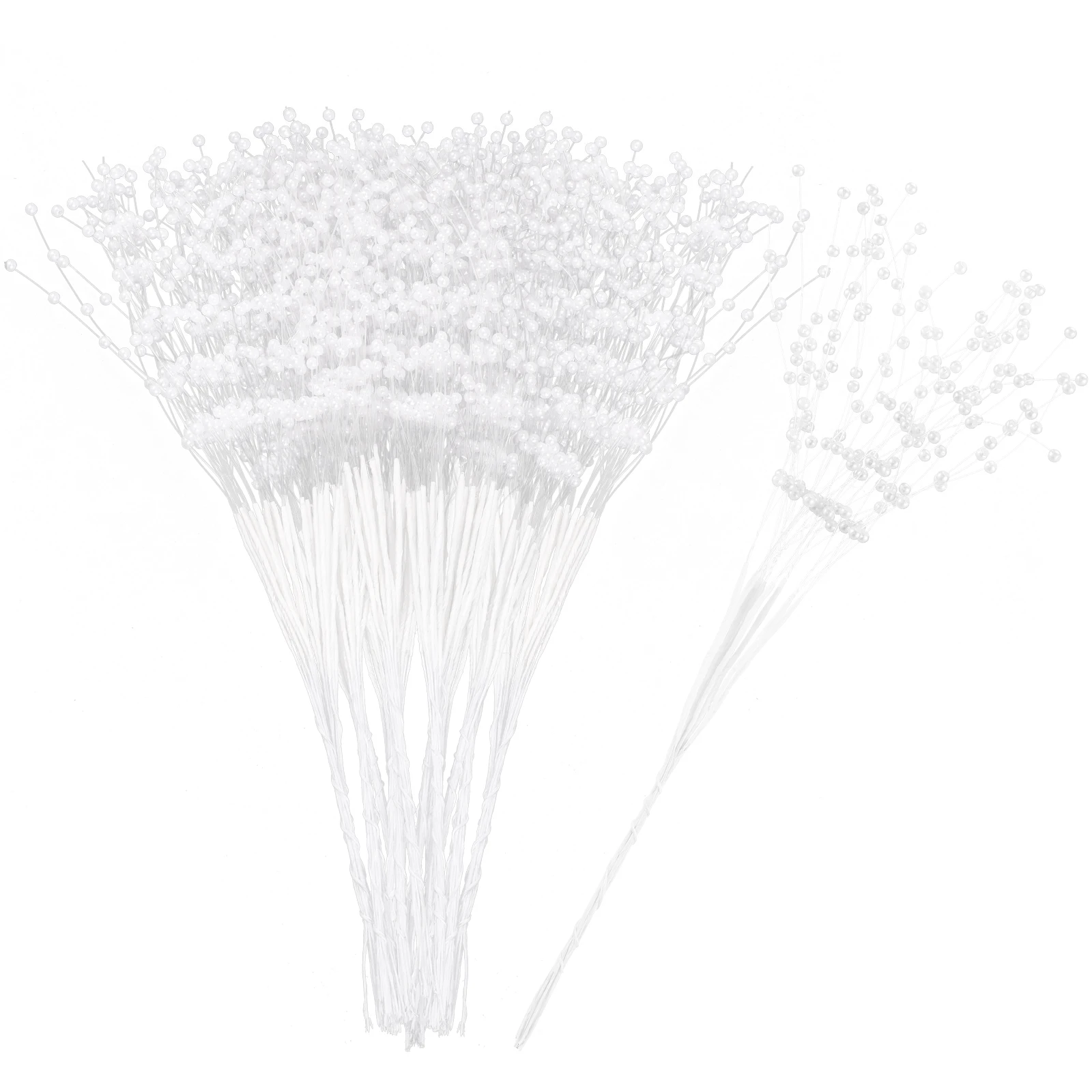 

100pcs Wedding Pearl Bouquet Sticks Bead Accessories 4mm 22cm White ABS Elegant Wedding Bouquet Floral Picks Craft Supplies