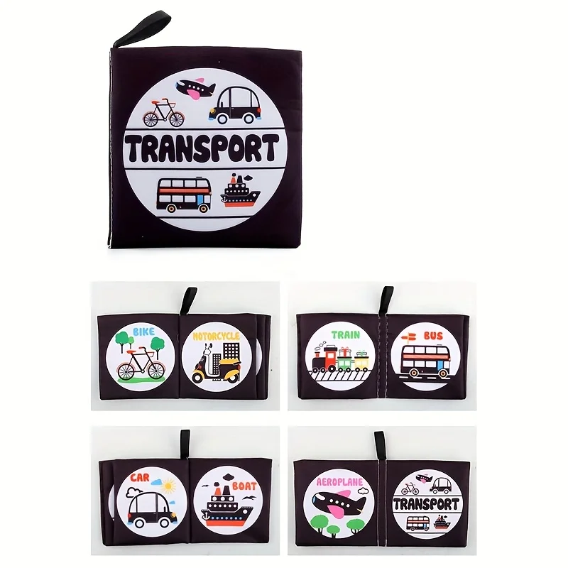 Libro de tela para niños, herramientas de transporte de juguetes cognitivos, tapete educativo para niños que aprenden a través de jugar