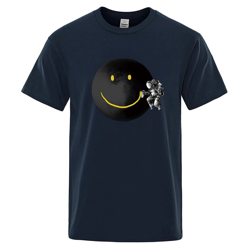 Men's T-shirt High Quality 100% Cotton Funny Spaceman Printing Casual Loose O-neck Men Short Sleeve T-shirt Male Hip Hop Tee Top view 2