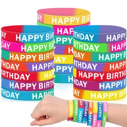 8/16Pcs Colorful Happy Birthday Rubber Bracelets for Kids Birthday Party Favors Guests Gifts Classroom Rewards Goodie Filler