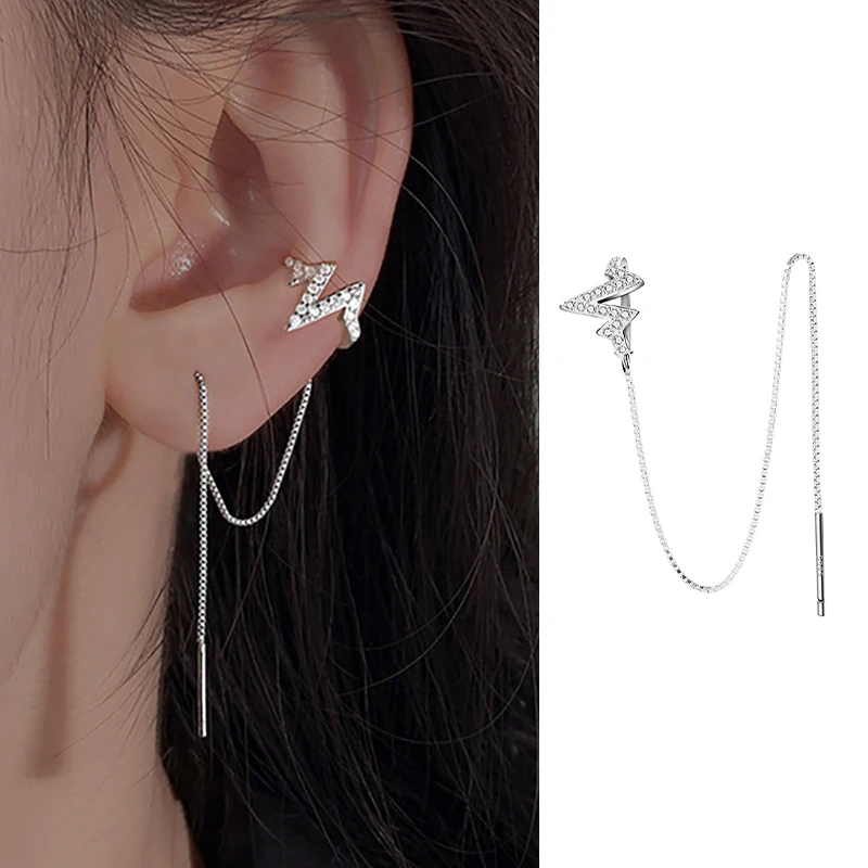 1pc Ear Cuff No Piercing Without Hole Earring for Girls Kpop Ear Clip Non Pierced Long Tassel Chain Earing for Women INS Jewelry