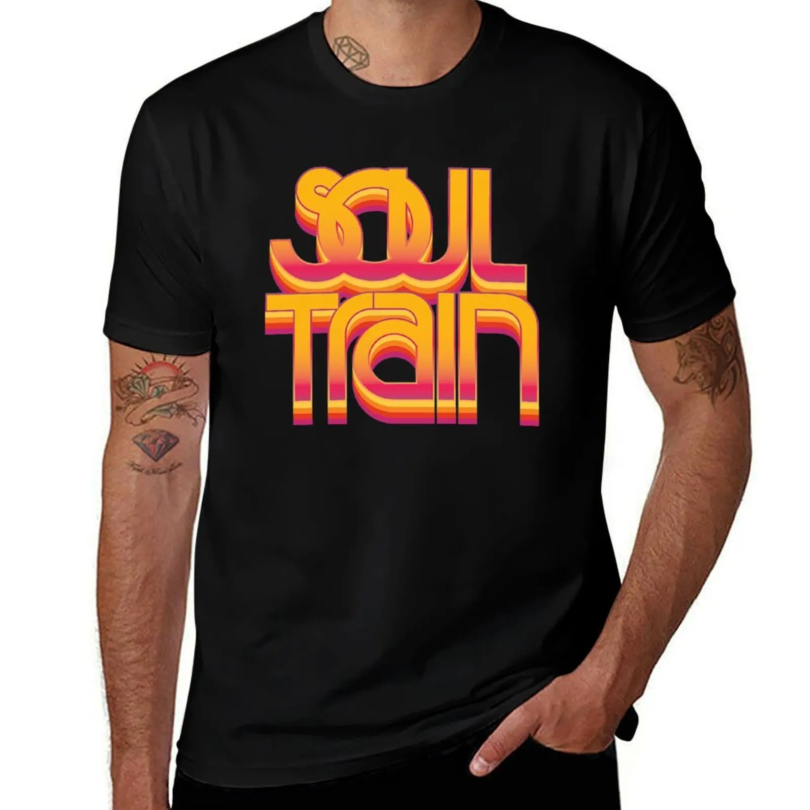 Футболка SoulTrain, мужские футболки из хлопка.