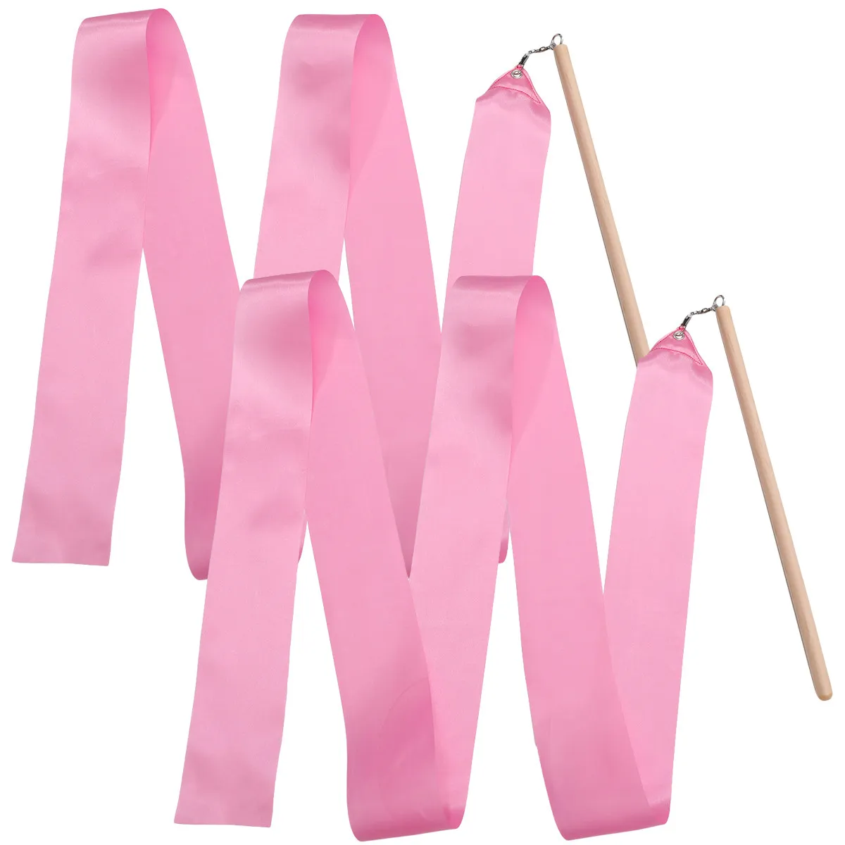 2Pcs 2m Colorful Dancing Silk Ribbon Rhythmic Gymnastics Streamer Kids Training Chinese Dance Circus Skill Pink