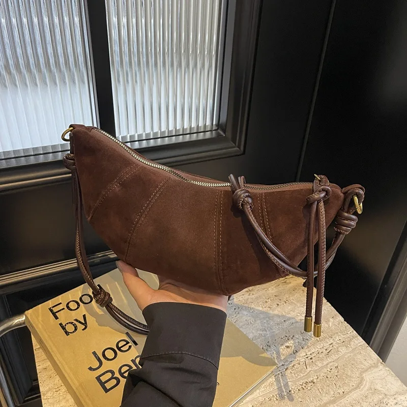 

Velvet Material Zipper 2025 High Quality Shoulder Bag Solid Color Simple Fashionable Crossbody Bag Soft Western Style Handbag