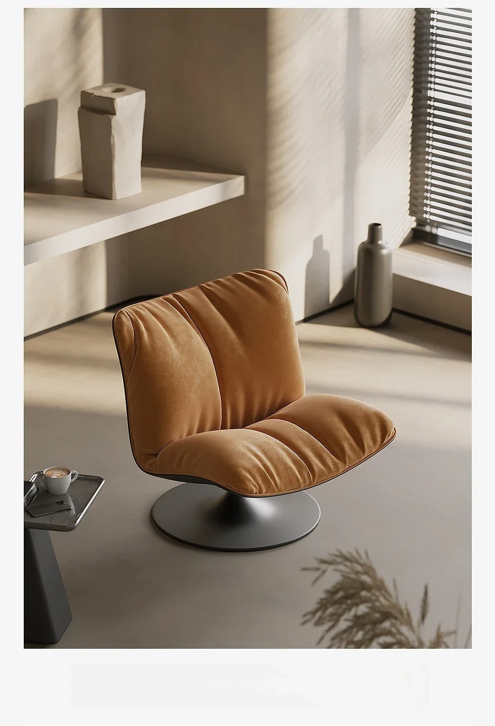 

Leather single sofa chair, light luxury living room high-end leisure, home balcony negotiation Internet celebrity chair