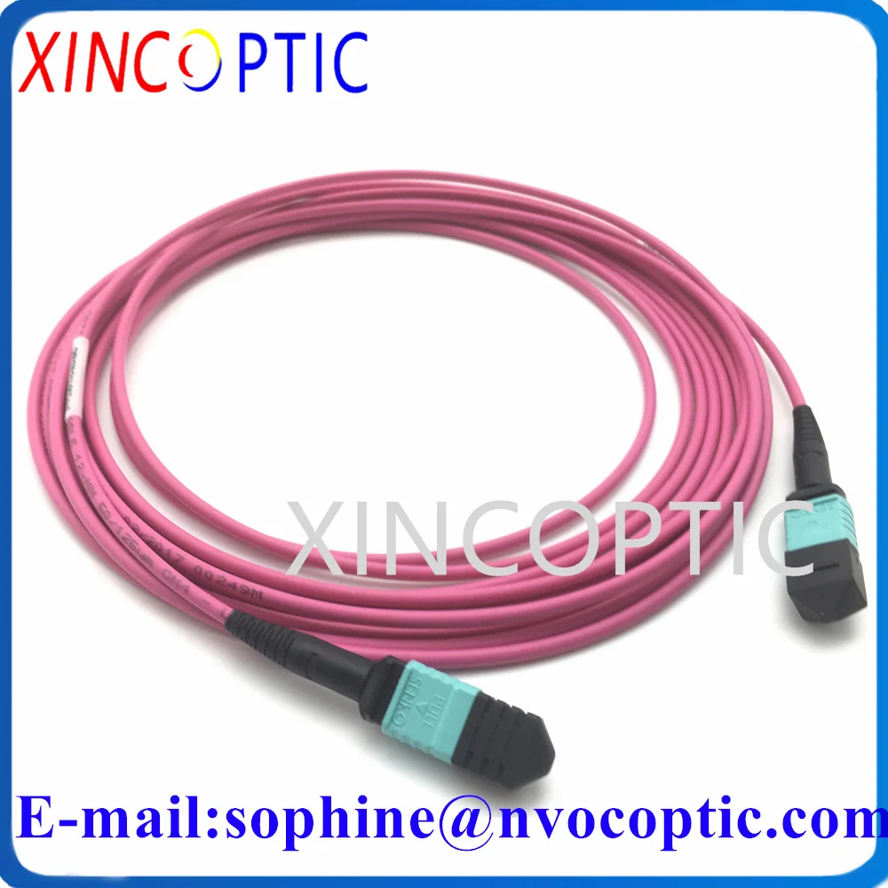 

1/2/3/5/7/10/15/20/25/30M,12F,MMF,MPO/PC M to UPC Male 12Cores 3.0mm LSZH Mini Round Purple Fiber Optic Patch Cord Cable