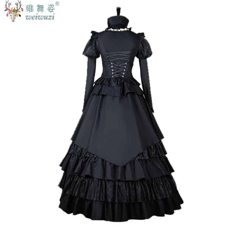 Elegante Vintage negro de manga larga renacentista guerra Civil gótico victoriano vestidos de baile Medieval Halloween gótico vestido victoriano