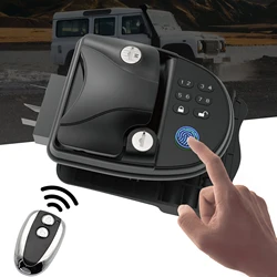 RV Keyless Entry Door Lock with Fingerprint Handle Waterproof Lock Latch Handle Latch with Deadbolt Remote Controller Keyless RV