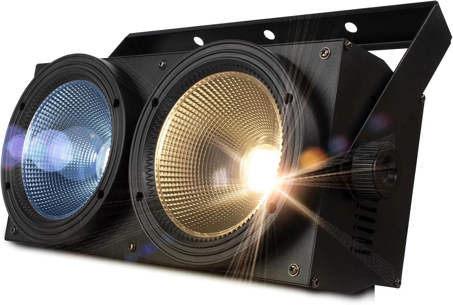 

Сценический прожектор COB 200 Вт с двумя линзами, холодный белый и теплый белый свет, 90° ° Световой прибор Beam из литого алюминия со звуковой активацией и DMX512, стробоскоп