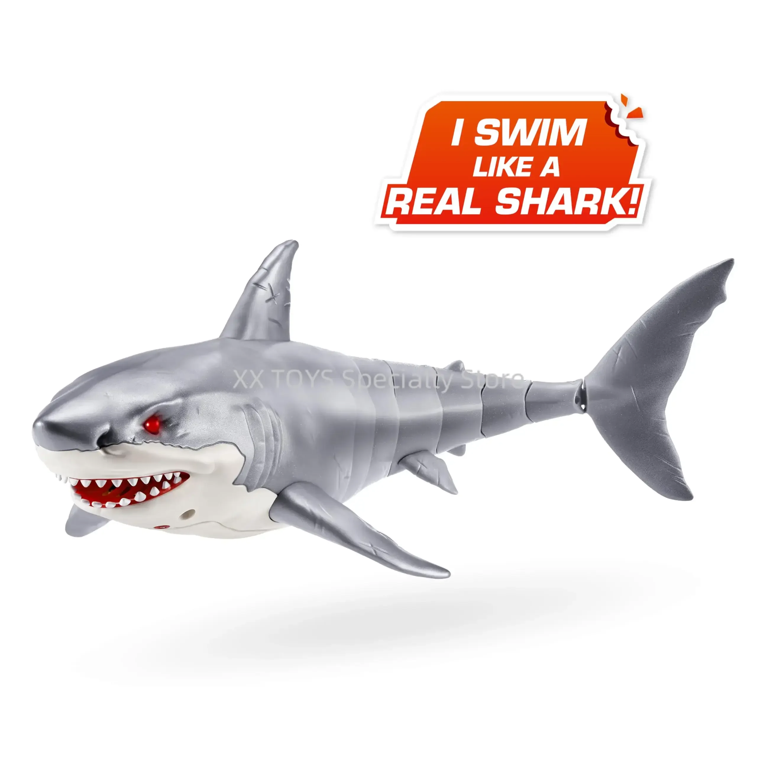 Zuru Robo Alive Great White Shark Robotic Swimming Shark Figure Robotic Light Up Shark Toy Electronic Simulation Pet Model Toys