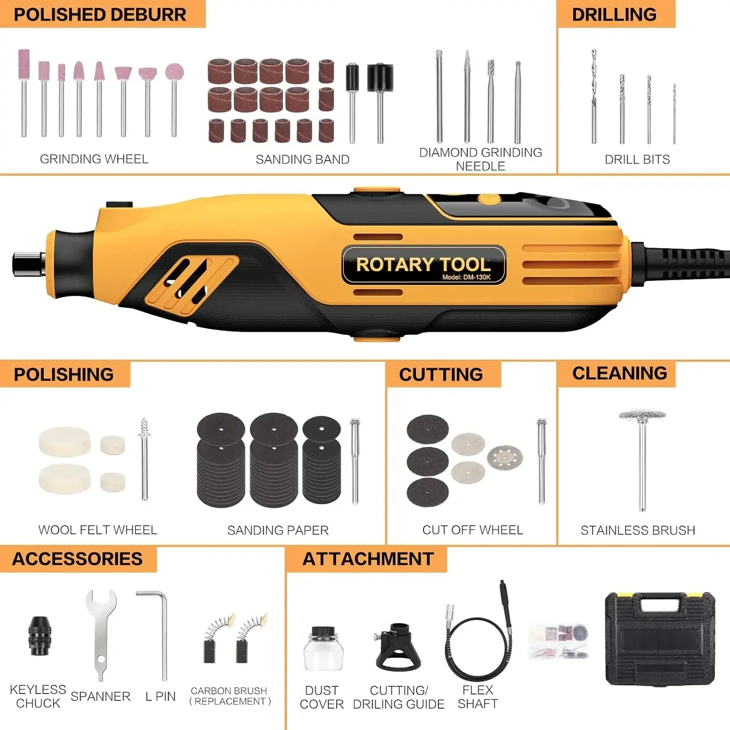 Imagem -06 - Handstar-elétrica Kit Ferramenta Rotativa com Flex Shaft Velocidade Variável Conjunto de Broca Elétrica Grande Tela Led 1000035000 Rpm