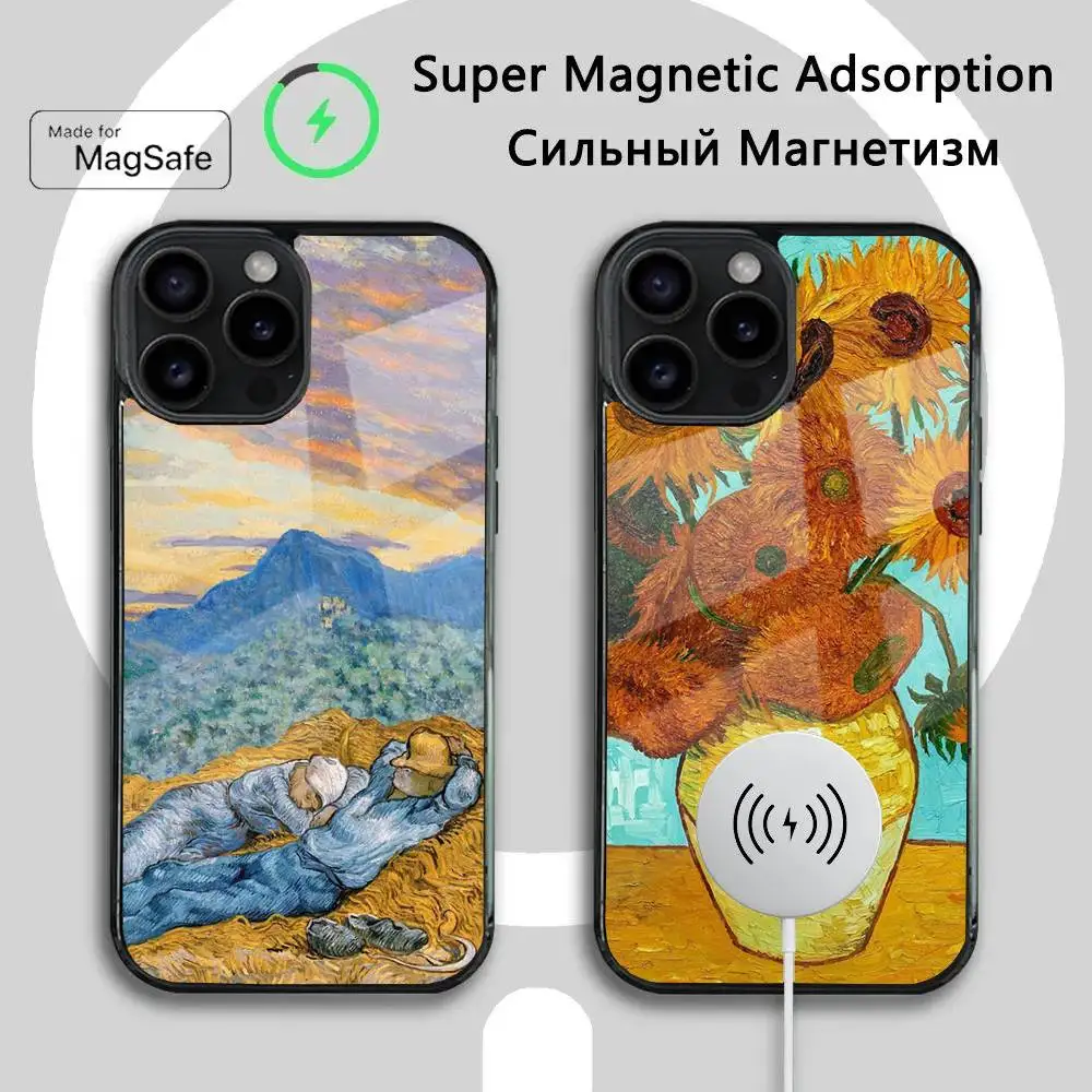

V-Van G-Gogh Art Phone Case For iPhone 16 15 14 13 12 11 Plus,Pro,Max Mini Magsafe Magnetic Wireless Charging