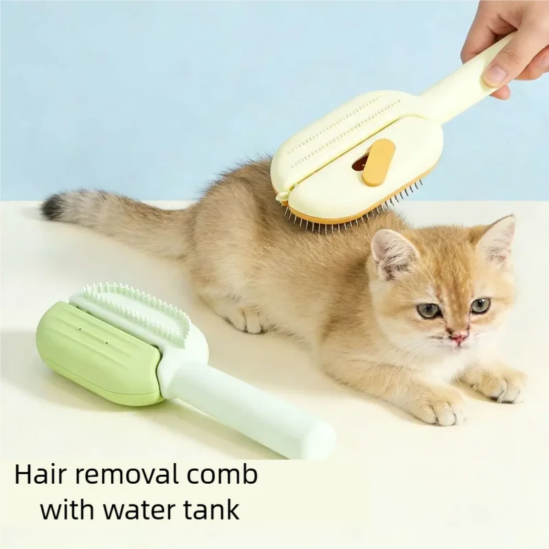 Double-Sided Pet Comb Dehairing Brush with Water Tank for Cat Grooming Household Pet Hair Care Tool to Remove Floating Hair