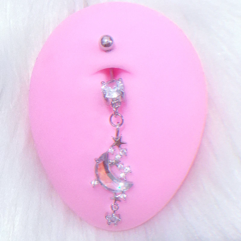 Y2K Accessories Zircon Planet Moon Belly Rings Sexy Fashion Jewelry Cute Butterfly Body Piercing Jewelry Belly Button Rings