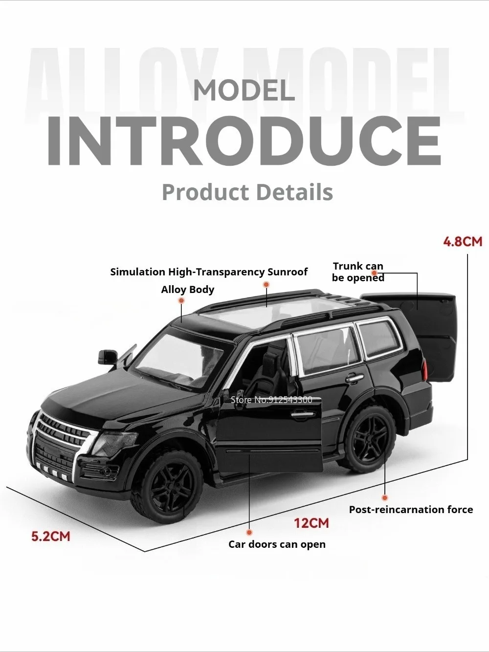 1:36 Pajero Luxusauto-Modellspielzeug mit zu öffnenden Türen, Metallguss, Gummireifen, Automodelle, Fahrzeuge, Spielzeug, Tischdekoration – Detail 3