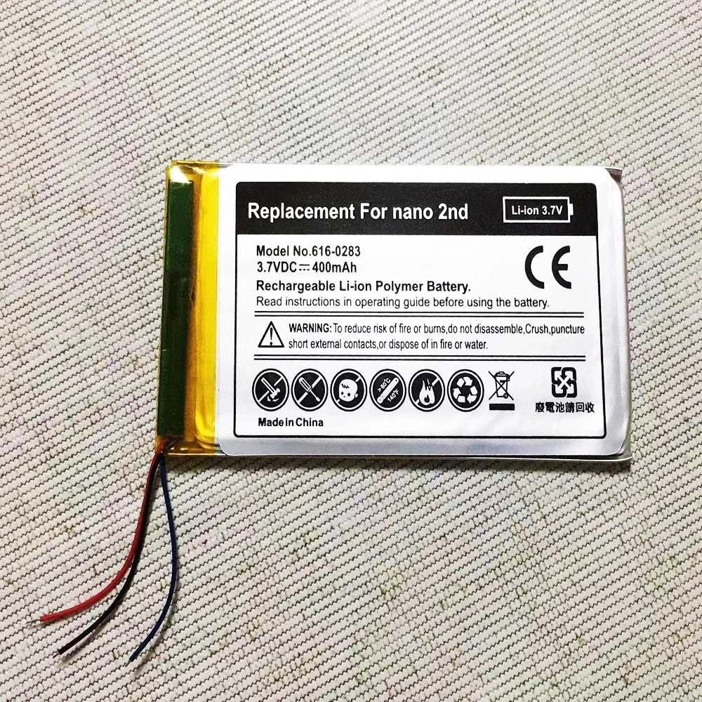 ISUNOO High Capacity 616-0283  3.7V Li-ion Battery Replacement 350mAh for iPod Nano 2 2G 2nd Gen MP3 with Free Tools