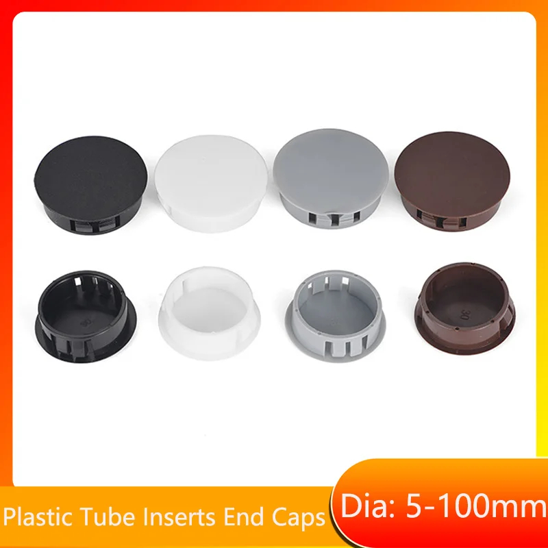 Snap On Round Plastic Tube Inserts End Caps Dia 5mm-100mm Blanking Plugs for Pipe Hole Cover Furniture Legs Chair Feet Protector