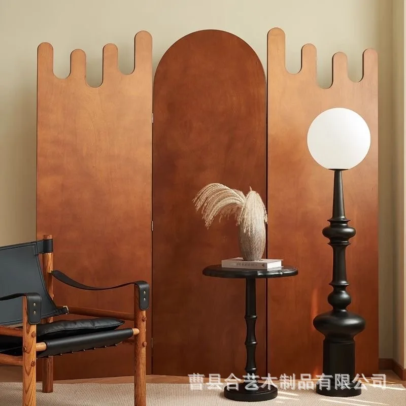 Nordic retro screen entry partition solid wood cover foldable living room mobile home modern simple small apartment